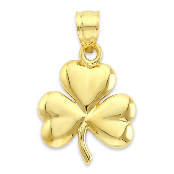 Golden Fire Jewelry - Solid 10k Gold Clover Pendant - Irish Good Luck Jewelry Gifts for Her